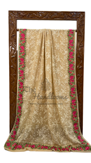 Pure Georgette Chikankari Handloom Banarasi Saree - The Handlooms