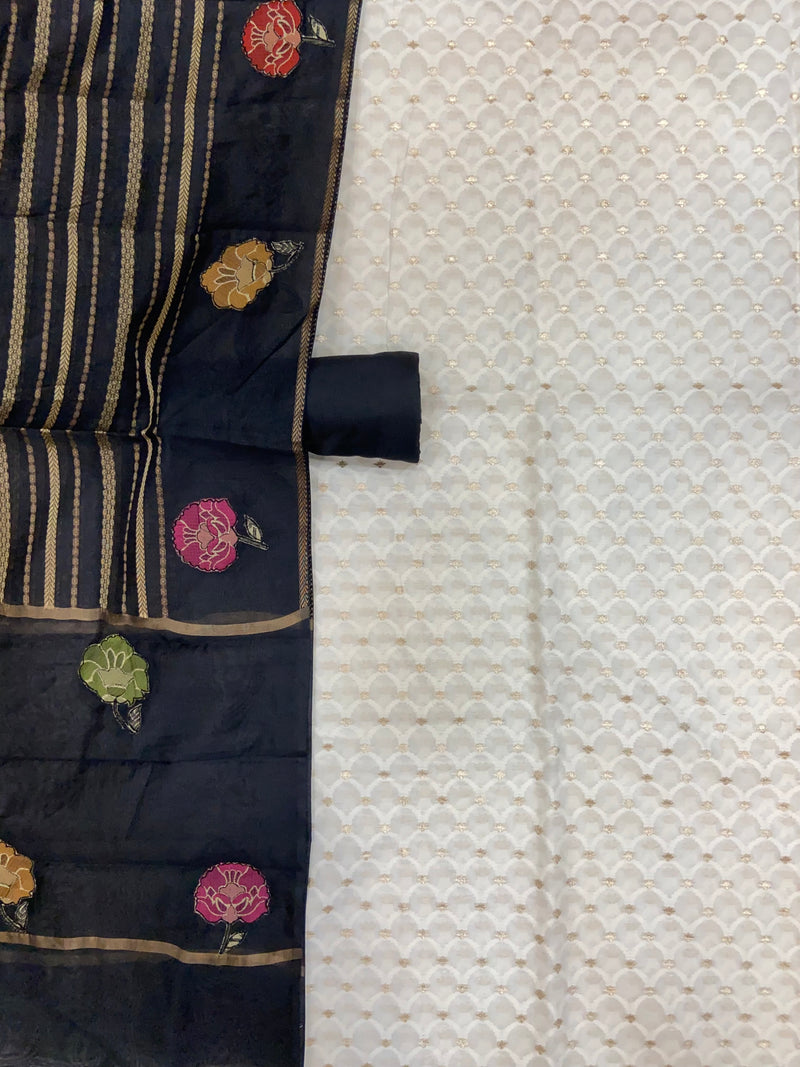 Pure Chanderi Cotton Banarasi Dress Material