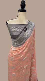 Pure Khaddi Georgette Handloom Banarasi Saree - The Handlooms