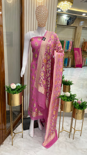Pure Khaddi Georgette Banarasi Dress material - The Handlooms