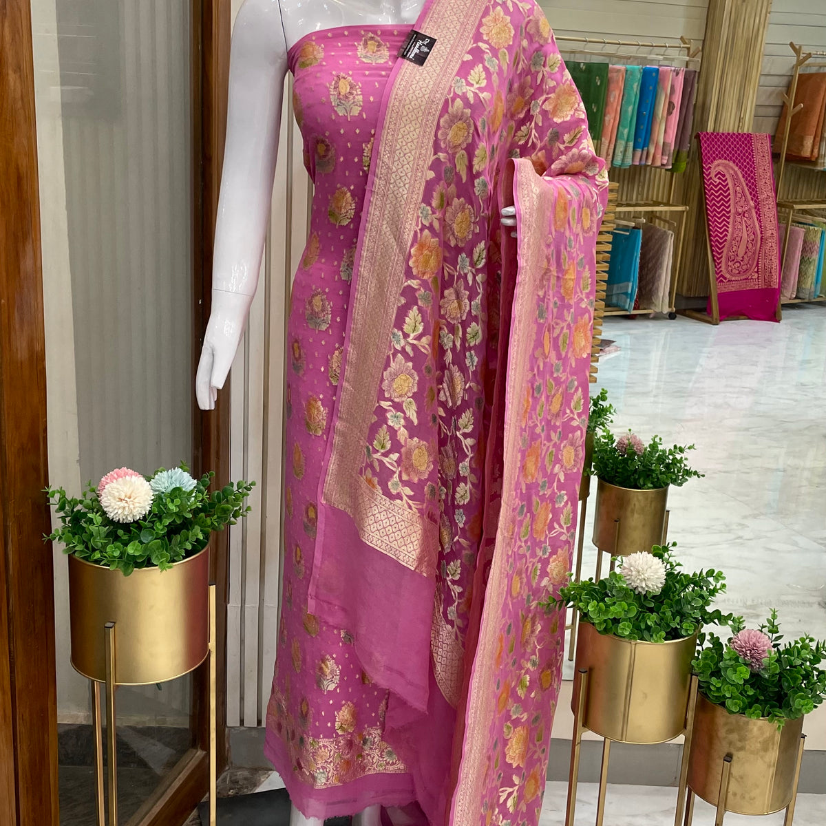 Khaddi Georgette Banarasi Dress material main image 1