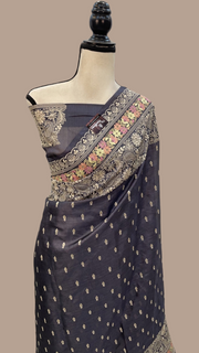 Tussar Silk Handloom Banarasi Saree With Chikankari - The Handlooms