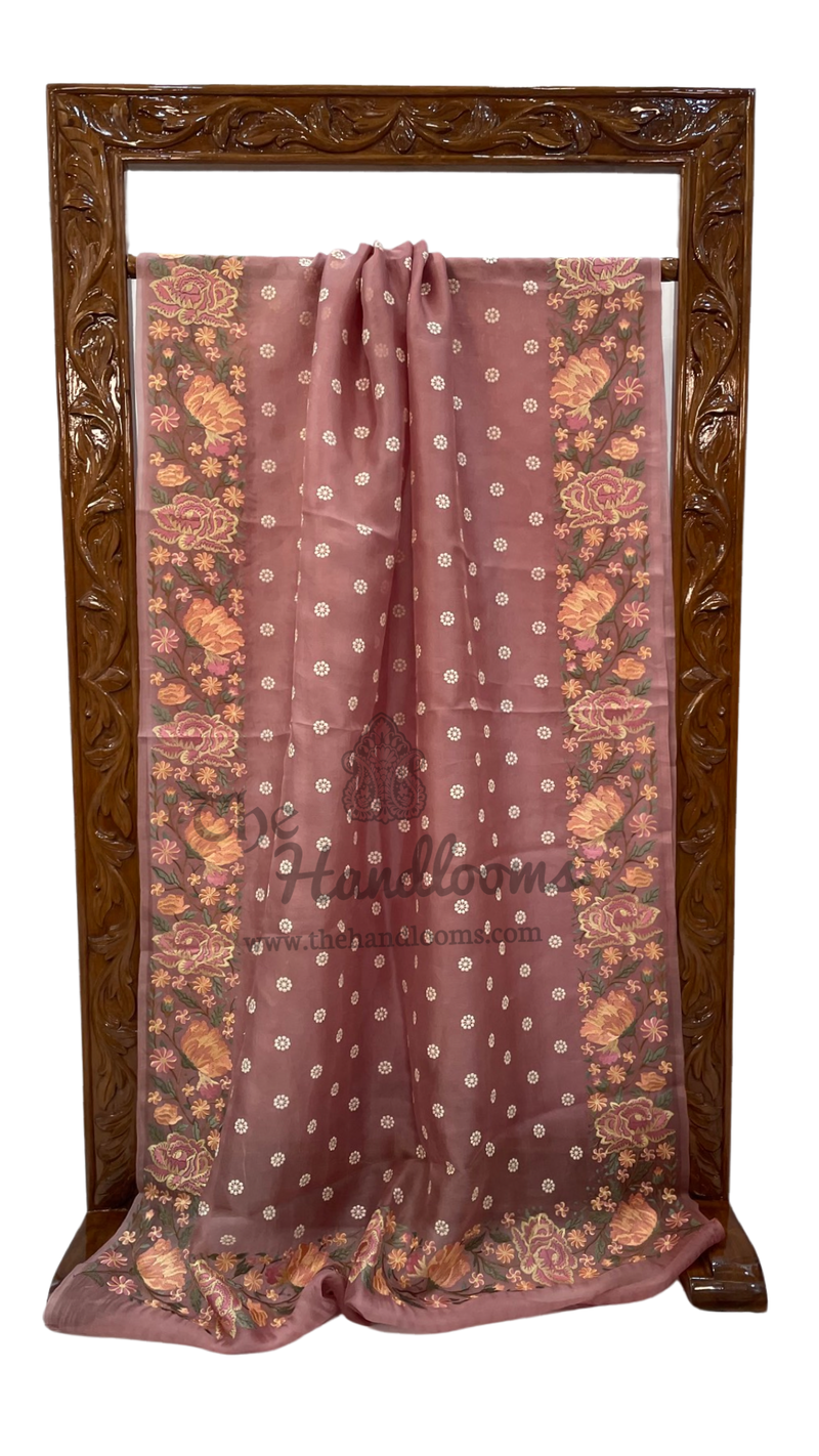 Pure Organza Chikankari Handloom Banarasi Saree - The Handlooms