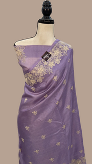 Tussar Silk Handloom Banarasi Saree With Chikankari - The Handlooms
