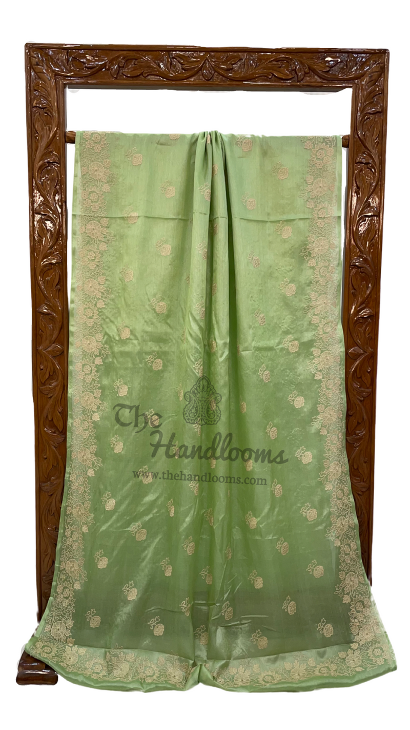 Tussar Silk Handloom Banarasi Saree With Chikankari - The Handlooms