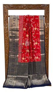 Pure Chiniya Silk Handloom Banarasi Saree with Chikankari - The Handlooms