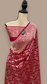 Pure Katan Silk Banarasi Handloom Saree - All Over Jaal Work - The Handlooms