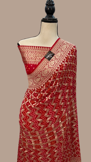 Pure Georgette Banarasi Bandhej Handloom Saree - The Handlooms