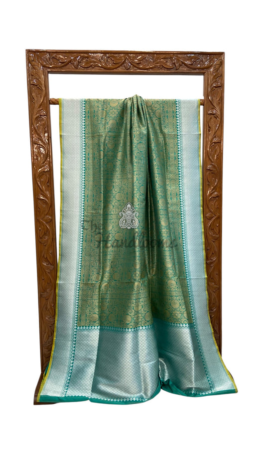 Regal Pure Katan Silk Banarasi Saree – Handwoven Tanchui Brocade - The Handlooms