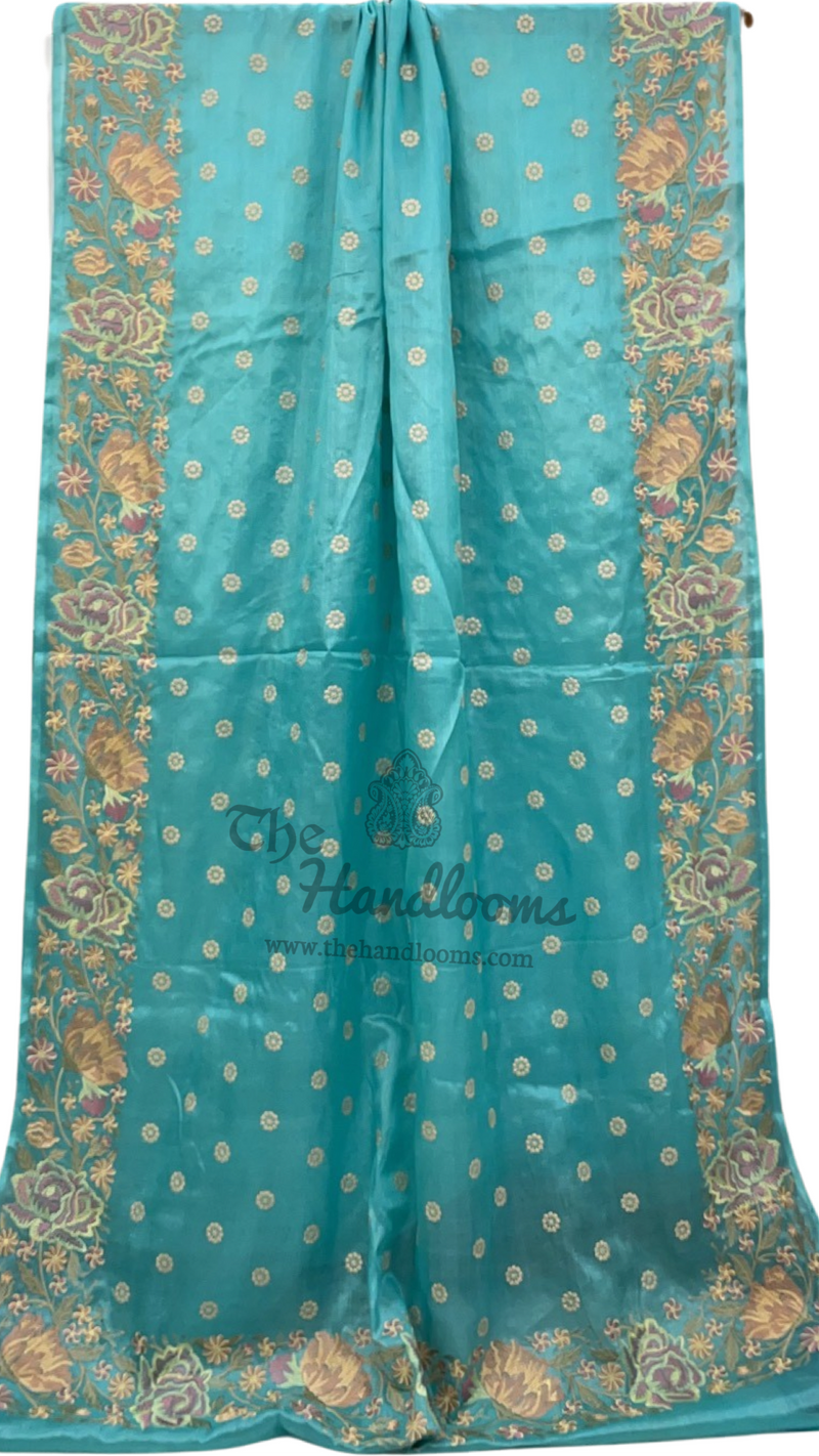 Tussar Silk Handloom Banarasi Saree With Chikankari - The Handlooms