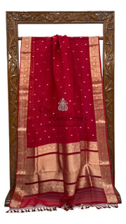 Red Pure Kora Handloom Banarasi Saree - The Handlooms