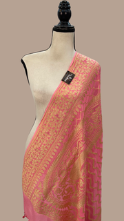 Pure Khaddi Georgette Dupatta - gold zari - The Handlooms