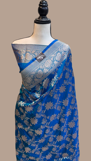 Pure Katan Silk Banarasi Handloom Saree - All Over Jaal Work - The Handlooms