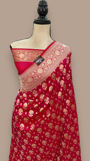 Pure Katan Silk Banarasi Handloom Saree - All over Jaal work - The Handlooms
