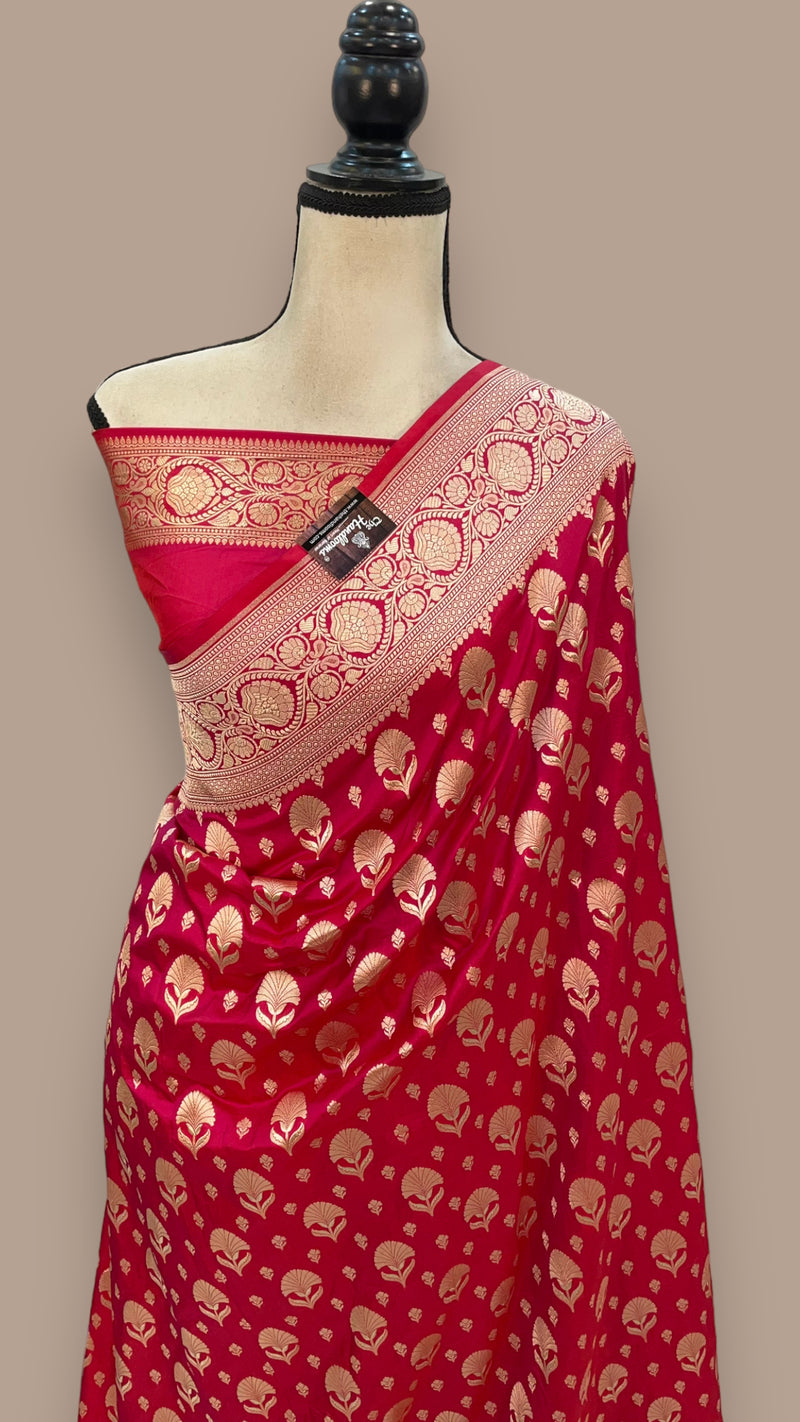 Pure Katan Silk Banarasi Handloom Saree - All over Jaal work - The Handlooms