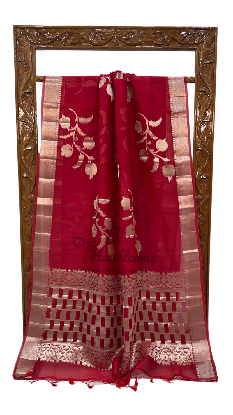 Red Pure Kora Handloom Banarasi Saree - The Handlooms