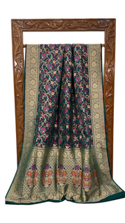 Pure Katan Silk Banarasi Handloom Saree - All Over Jaal Work With Meenakari - The Handlooms