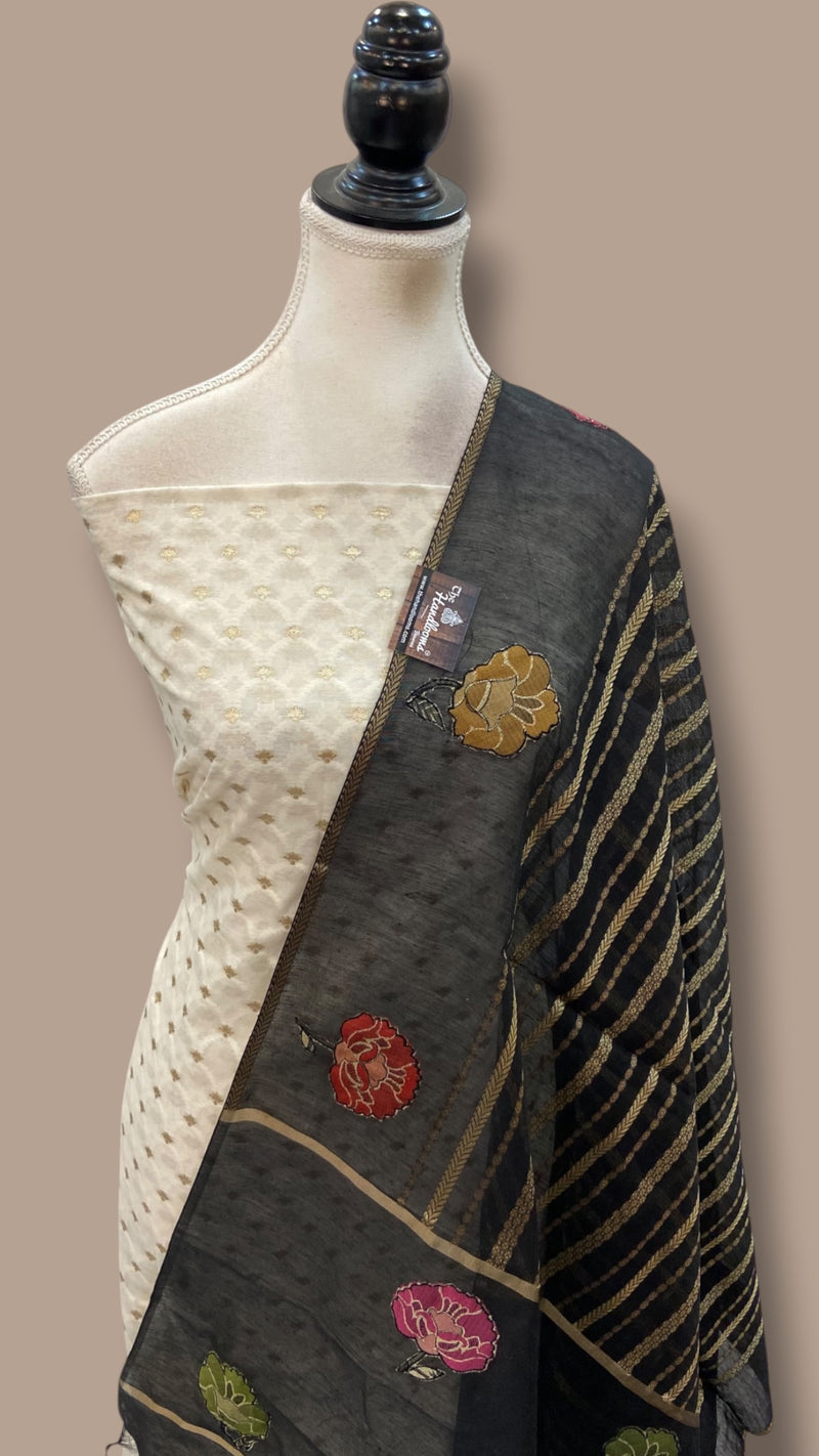Pure Chanderi Cotton Banarasi Dress Material