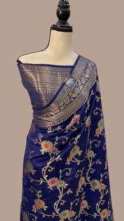 Pure Dupion Silk Banarasi Saree - Gold Zari - The Handlooms