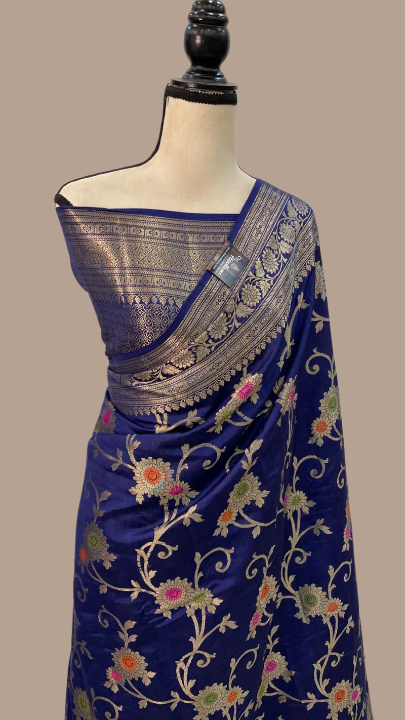 Pure Dupion Silk Banarasi Saree - Gold Zari - The Handlooms