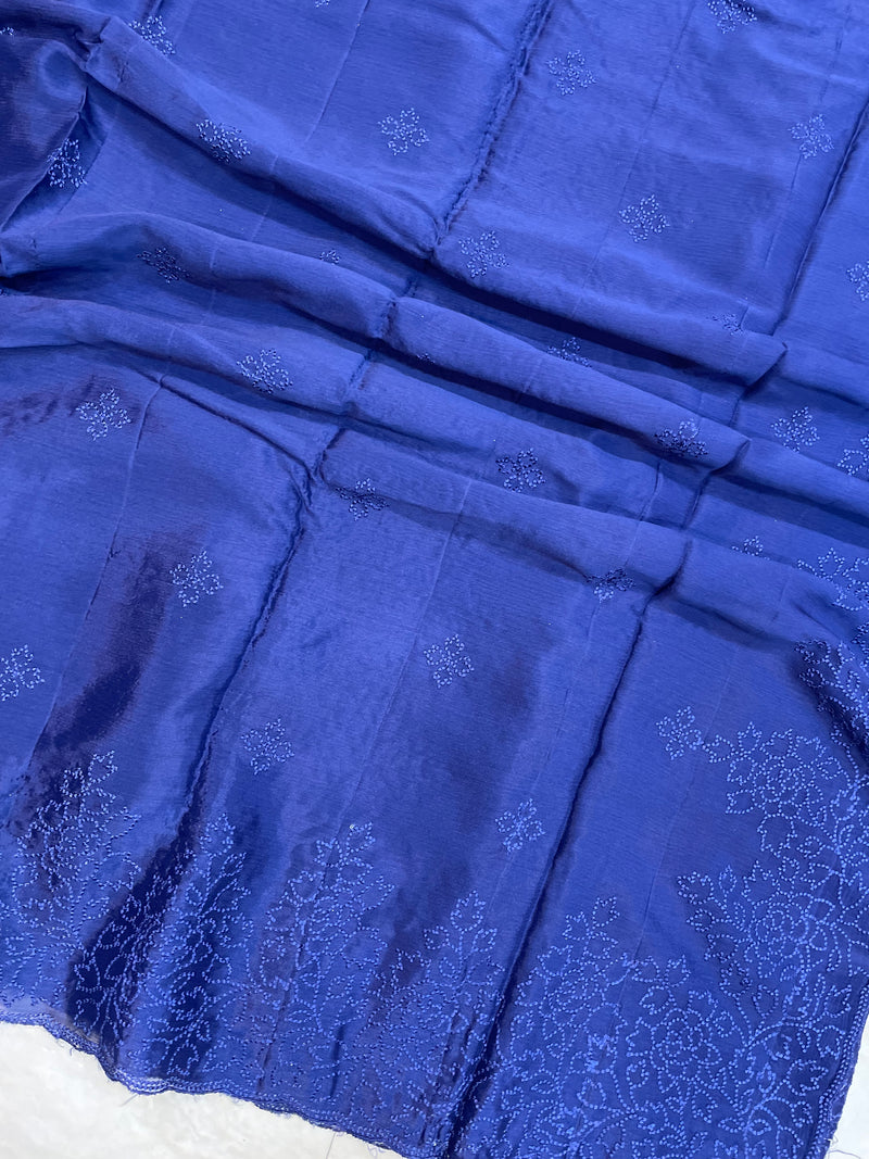 Pure Georgette Chikankari Handloom Banarasi Saree - The Handlooms