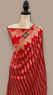 Pure Katan Silk Banarasi Handloom Saree - All over soona roopa  Kadua  stripe - The Handlooms