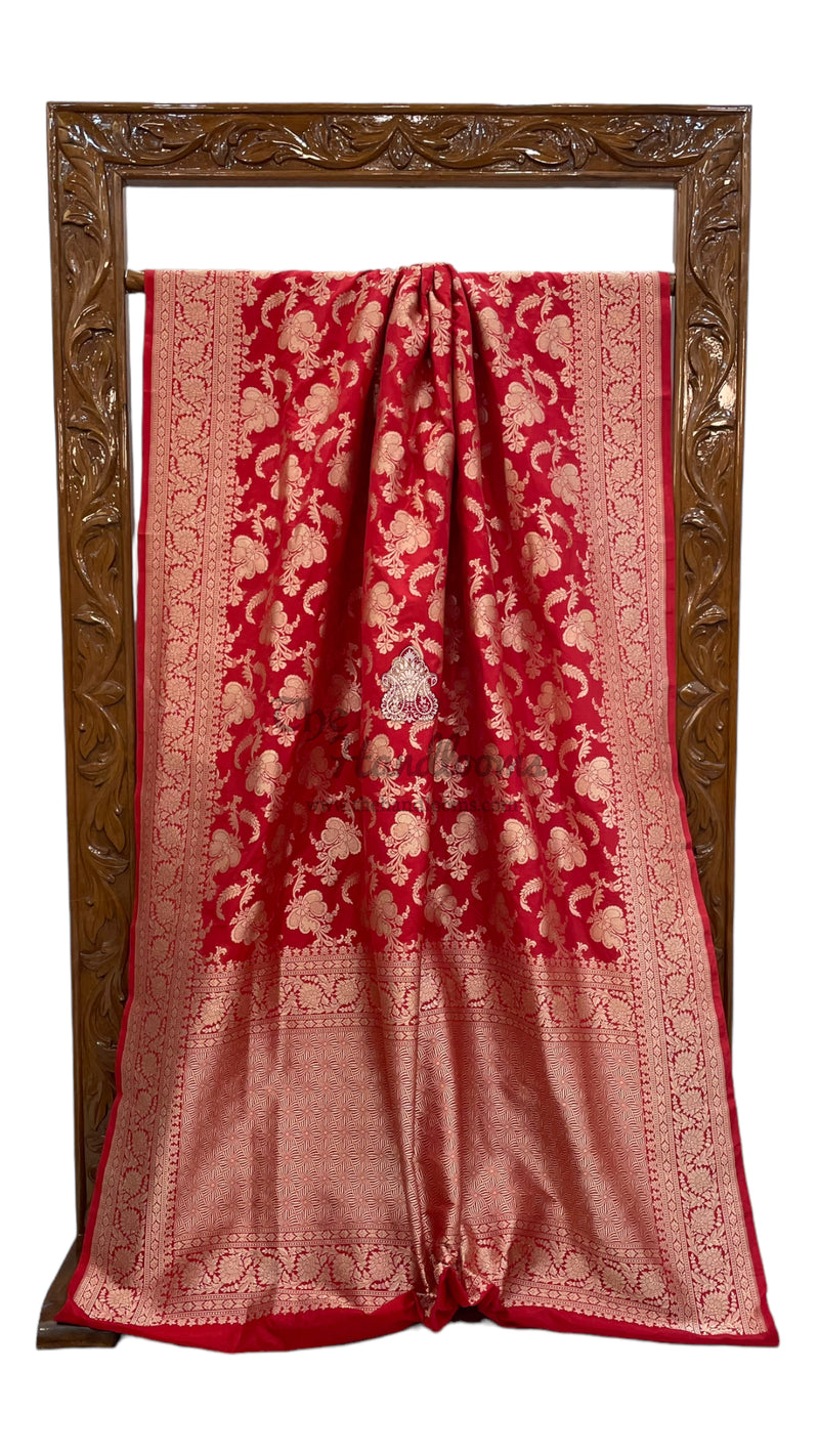 Pure Katan Silk Banarasi Handloom Saree - All Over Jaal Work - The Handlooms