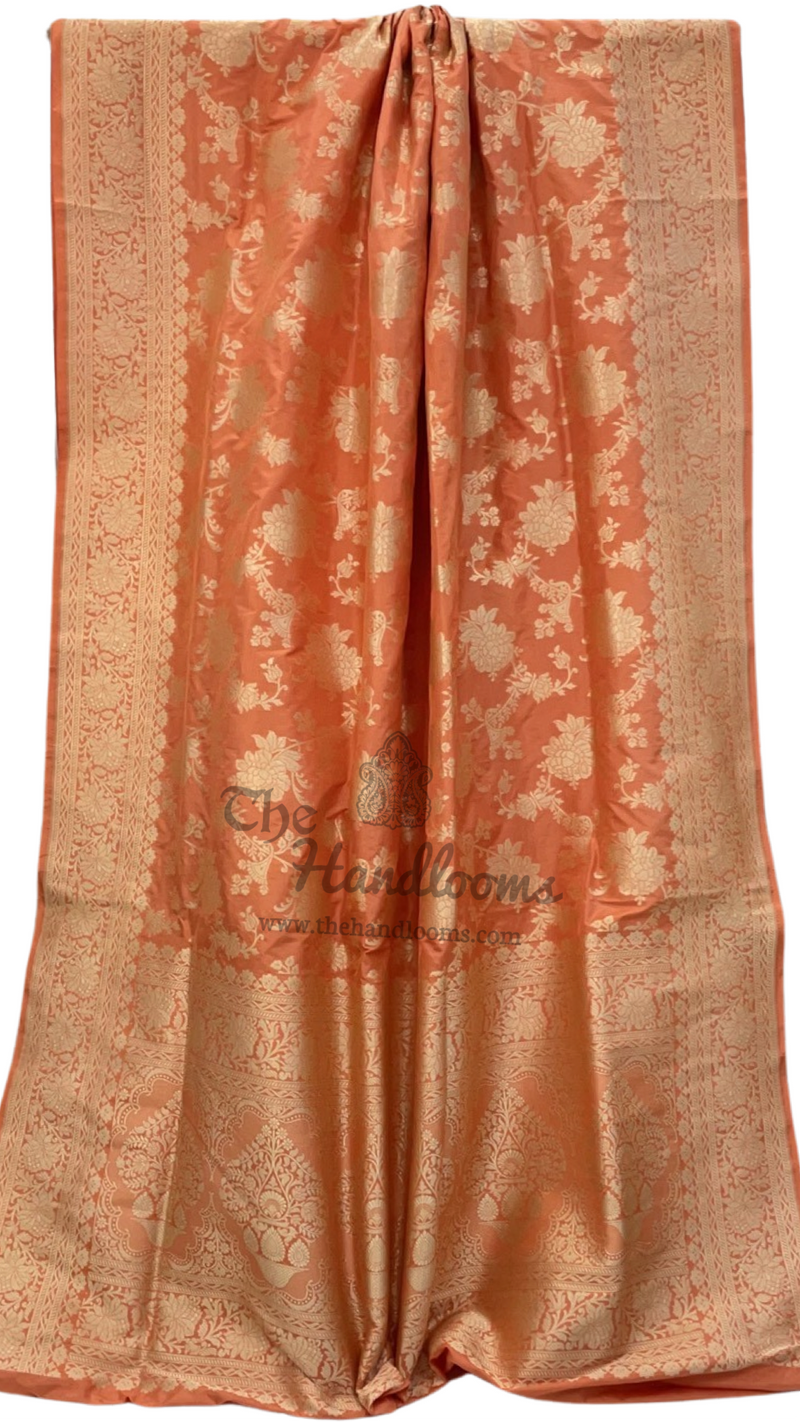 Pure Katan Silk Banarasi Handloom Saree - All Over Jaal Work - The Handlooms