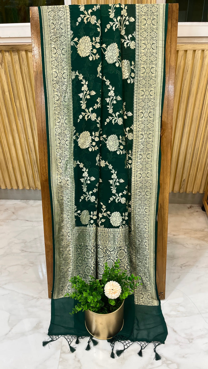 Pure Khaddi Georgette Dupatta - water zari - The Handlooms