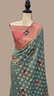 Pure Chiniya Silk Digital Print Handloom Banarasi Saree - The Handlooms