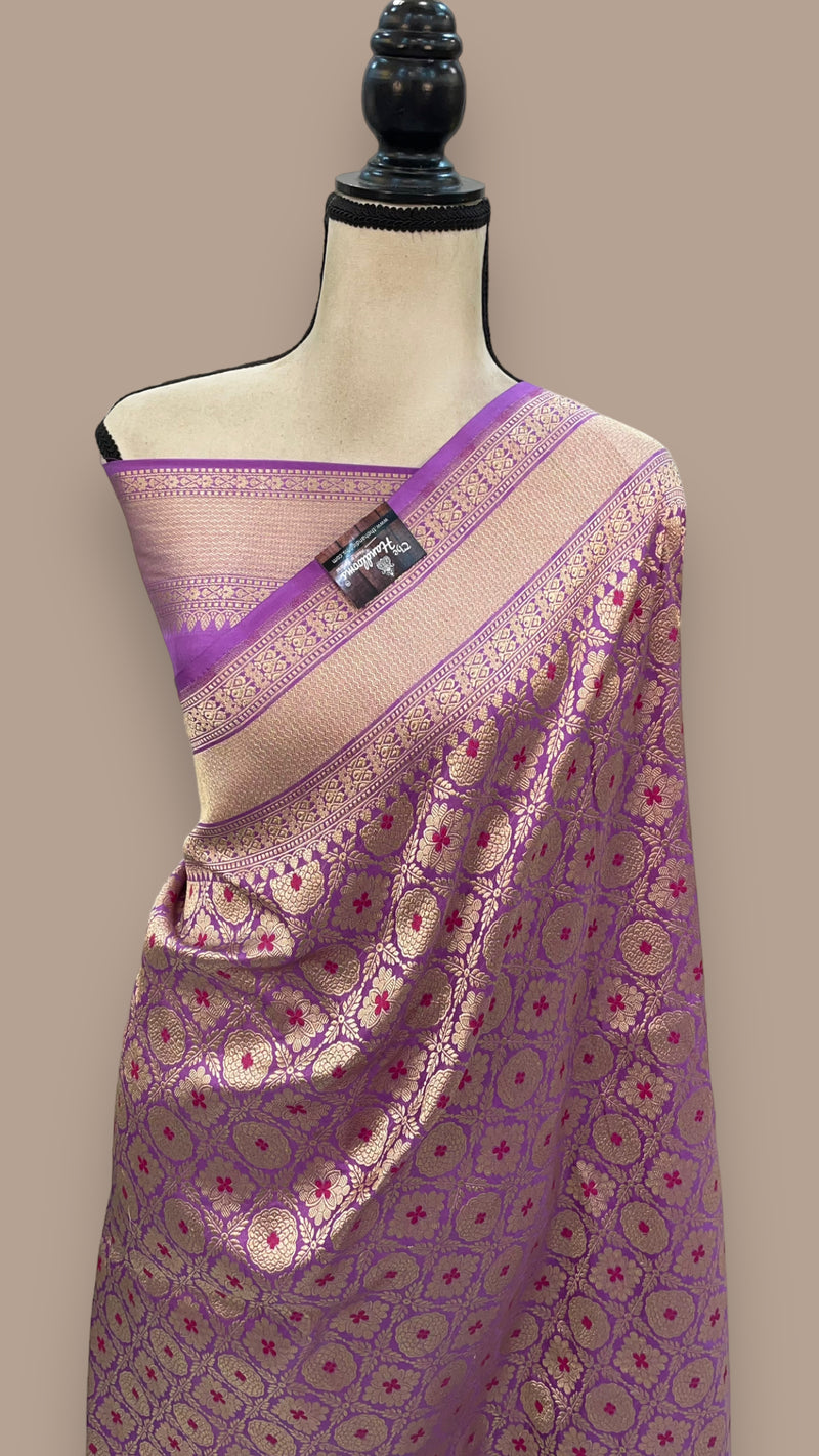 Pure Katan Silk Banarasi Handloom Saree - Tanchui Brocade With Meenakari - The Handlooms