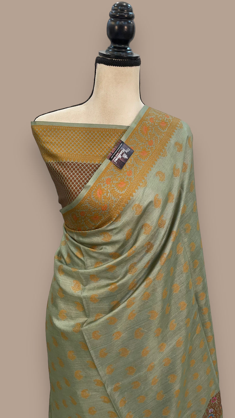 Pure Tussar Silk Handloom Banarasi Saree - The Handlooms