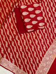 Pure Chiffon Khaddi Banarasi Dress material - The Handlooms