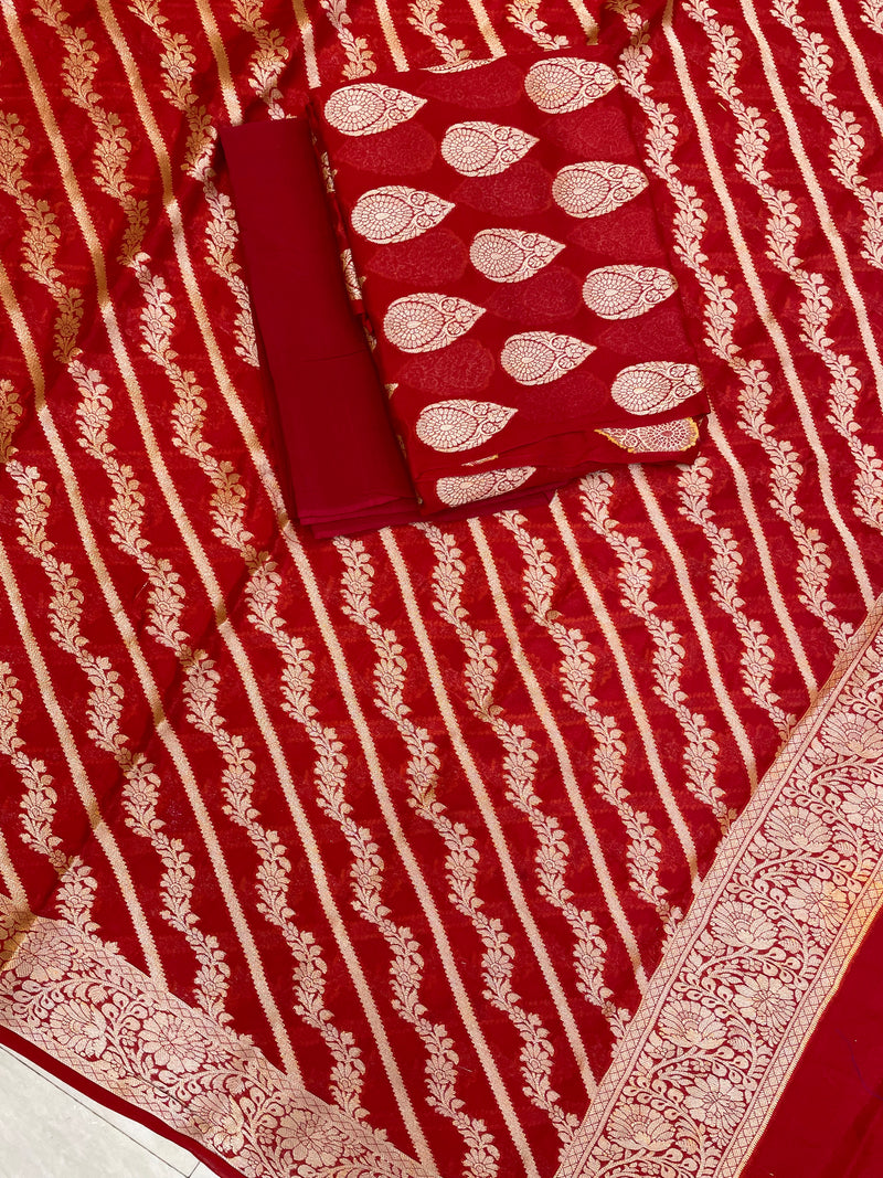 Pure Chiffon Khaddi Banarasi Dress material - The Handlooms