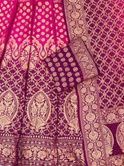 Pure Khaddi Georgette Bandhani Handloom Banarasi Lehenga - The Handlooms