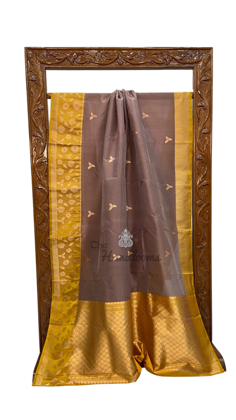 Pure Kora Silk Handloom Banarasi All Over Kadua Motifs Saree