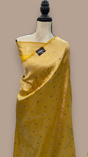 Yellow Pure Katan Silk Banarasi Handloom Saree - Tanchui Brocade With Meenakari - The Handlooms