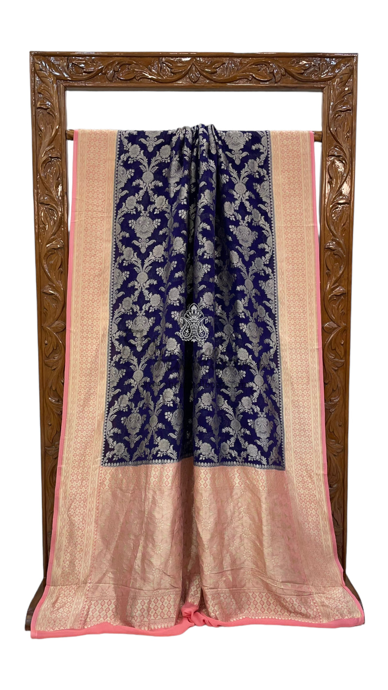 Pure Khaddi Georgette Handloom Banarasi Saree - Water zari - The Handlooms