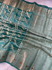 Pure Dupion Silk Banarasi Saree - Gold Zari - The Handlooms