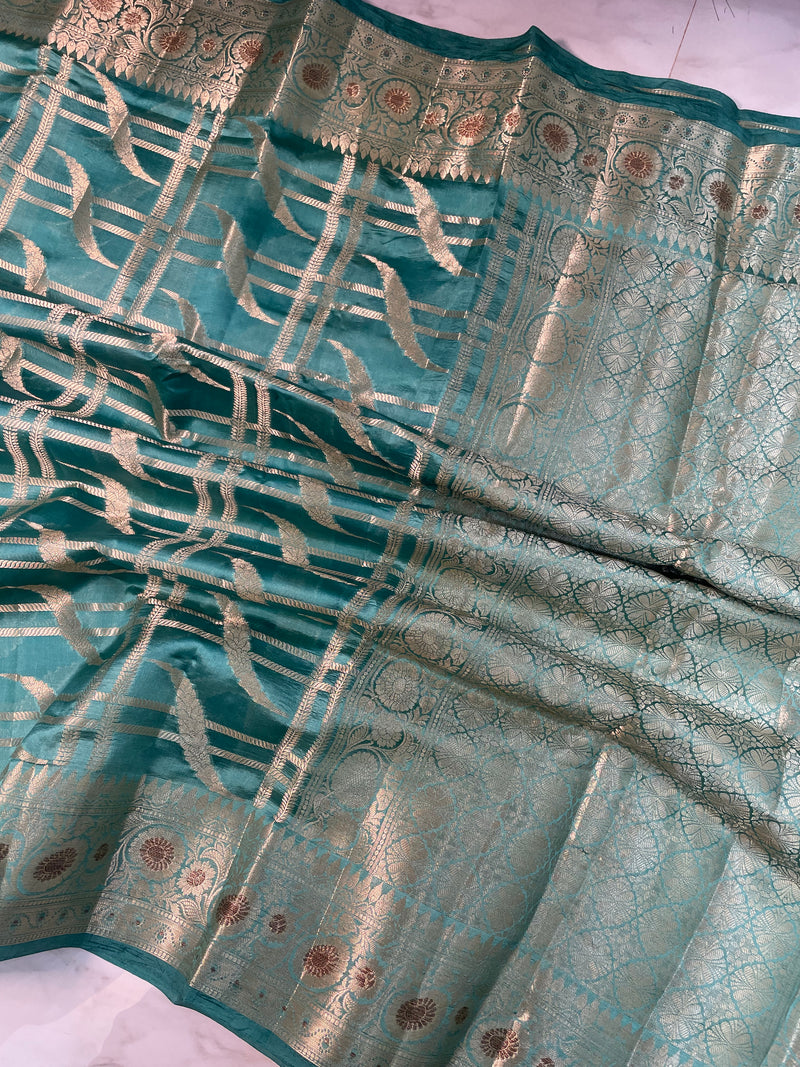 Pure Dupion Silk Banarasi Saree - Gold Zari - The Handlooms