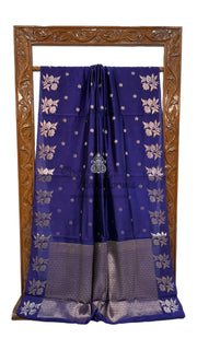 Blue Pure Mango Silk Banarasi Handloom Saree - The Handlooms