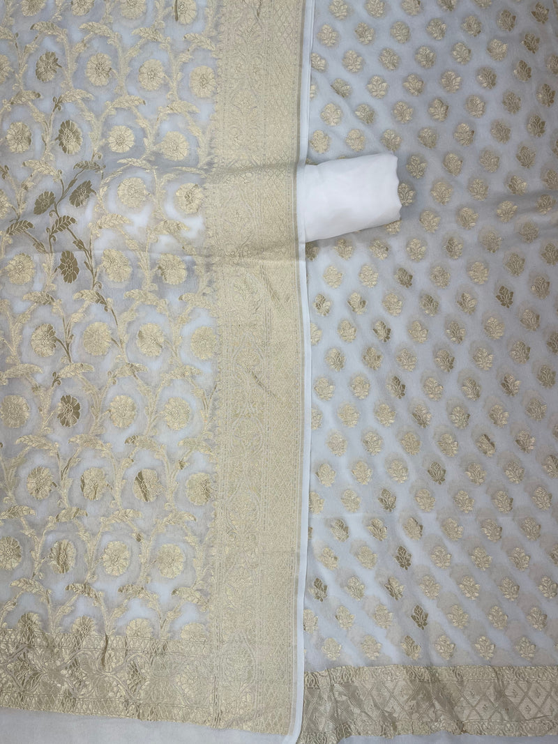 Pure Khaddi Georgette Banarasi Dress material - The Handlooms