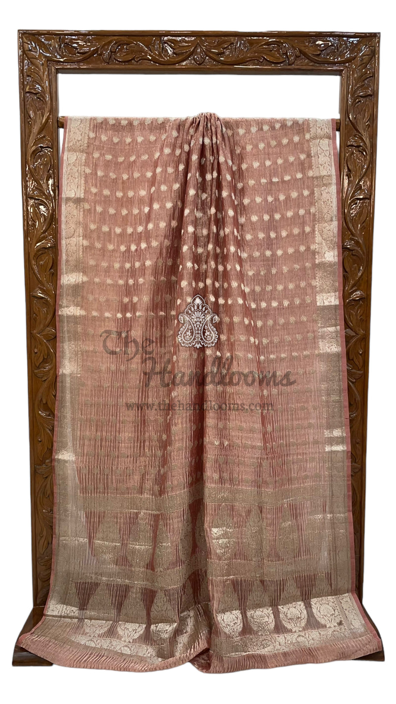 Pure Kora Tissue Crush Handloom Banarasi Saree - The Handlooms