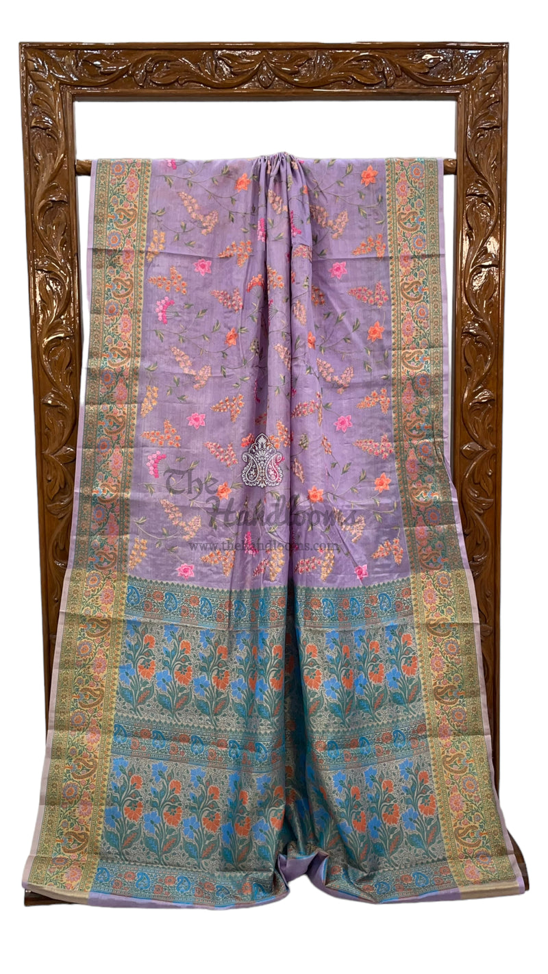 Tussar Silk Handloom Banarasi Saree With Chikankari - The Handlooms