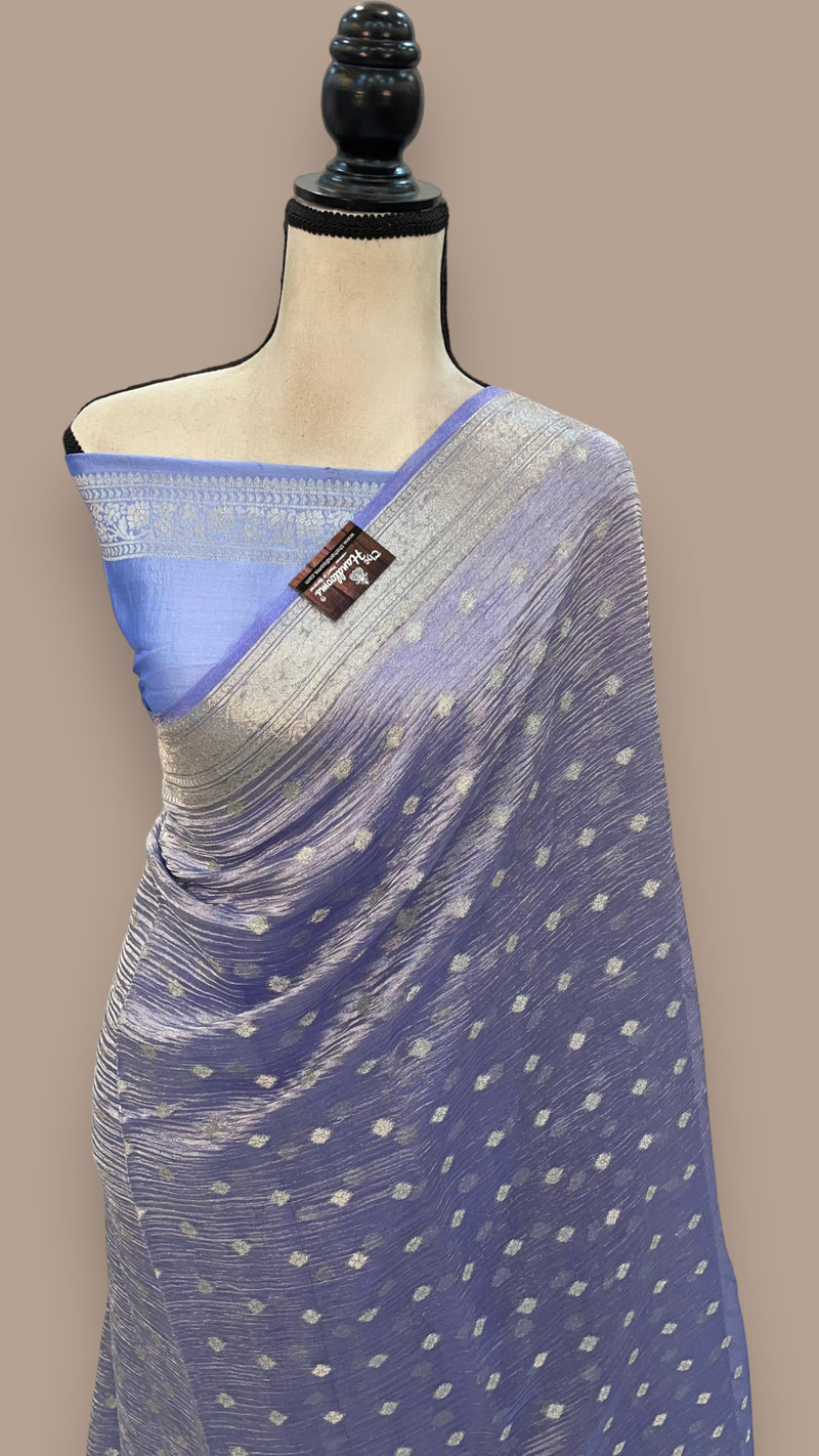 Pure Kora Tissue Crush Handloom Banarasi Saree - The Handlooms