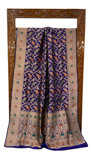 Pure Katan Silk Banarasi Handloom Saree - All over Jaal work with Meenakari - The Handlooms