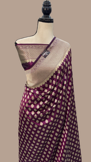 Pure Katan Silk Banarasi Handloom Saree - All Over Jaal Work - The Handlooms