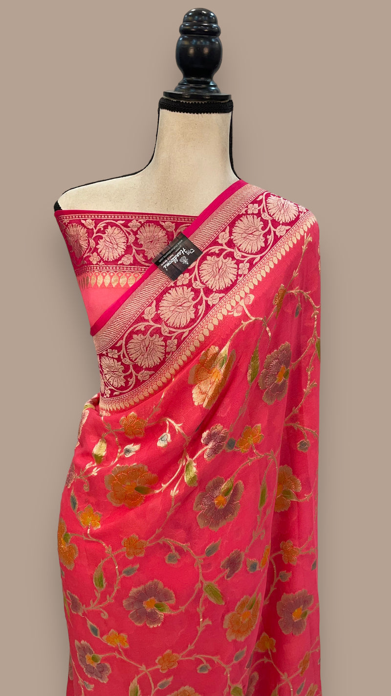 Khaddi Georgette Banarasi Saree - water zari - The Handlooms