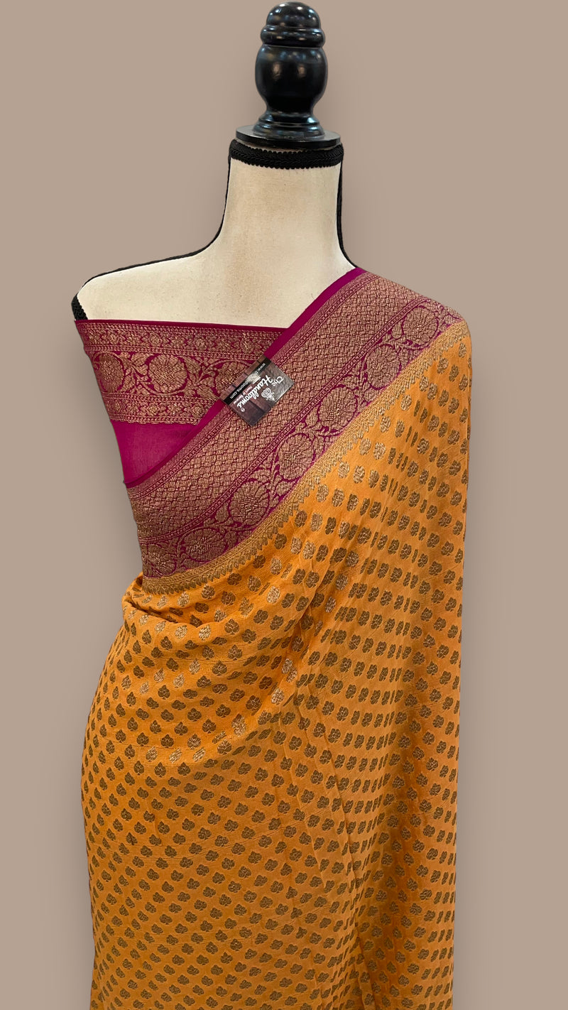 Khadki Georgette Banarasi Saree -  Antique zari - The Handlooms