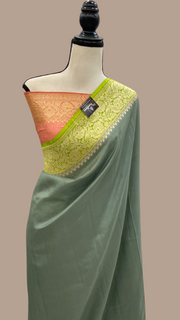 Pure Katan Silk Banarasi Handloom Saree - All over Kadua Plain - The Handlooms